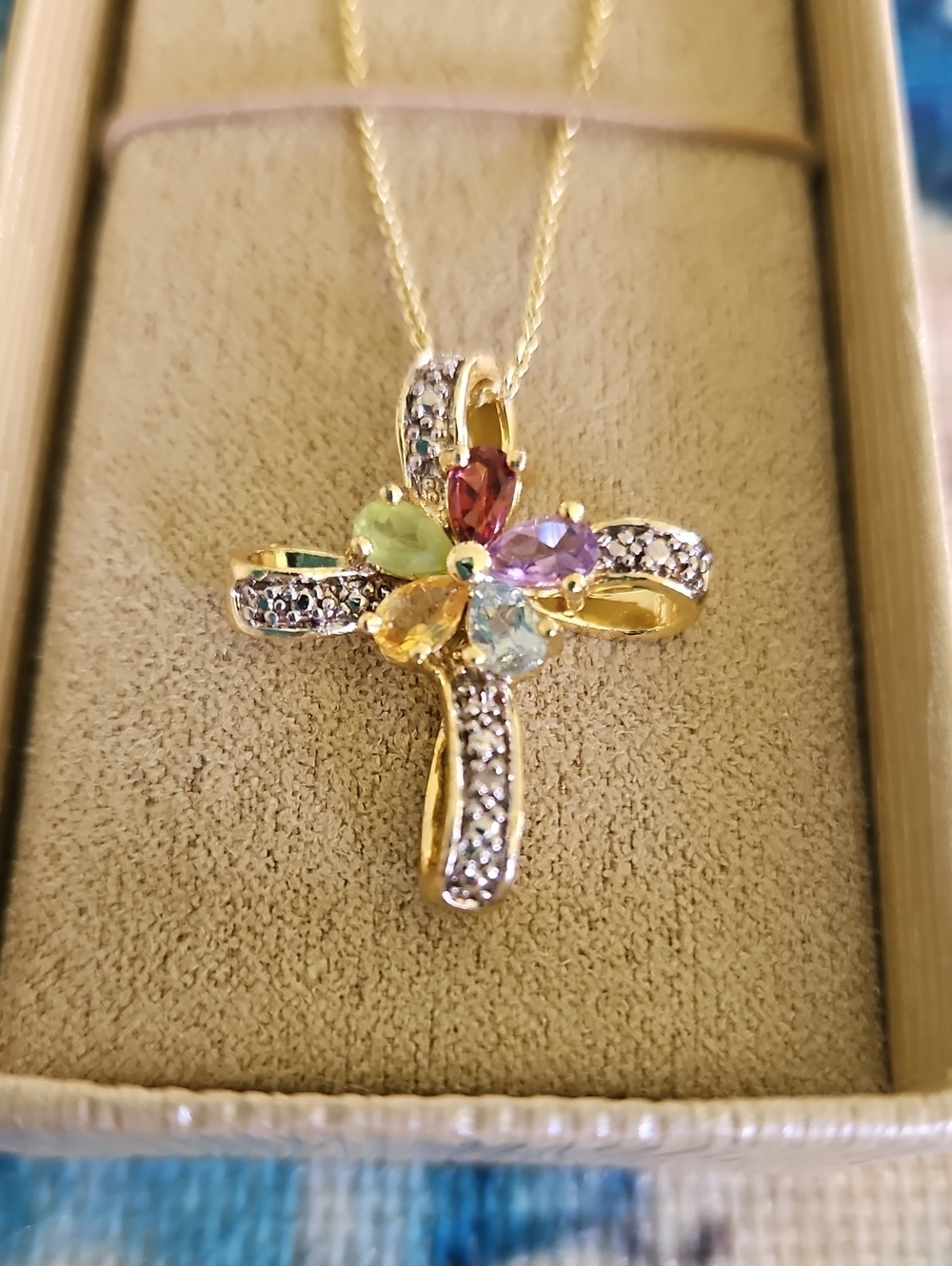 JTV Gemstone Cross Pendant